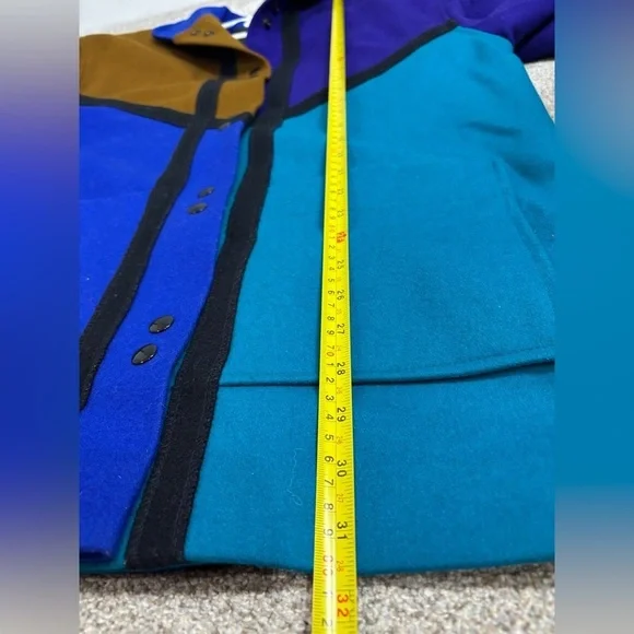 VTG 80s INTERNATIONAL SCENE Sz 7/8 Color Block 100% Wool Coat MADE IN YUGOSLAVIA - Picture 10 of 10